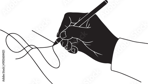 Person signing document with pen and handshake illustration design concept