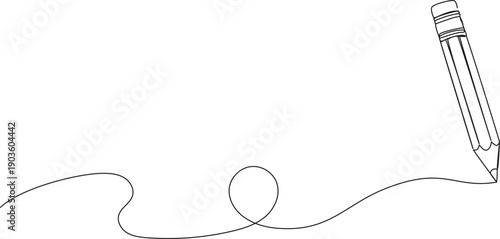 continuous line drawing of pencil drawing a line, line art vector illustration