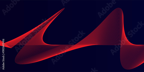 Abstract red wave line pattern on dark blue background. Futuristic technology concept. Suit for banner, poster, cover, brochure, flyer, website