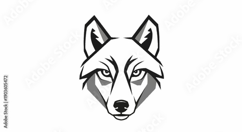 Stylized Wolf Head Illustration Minimalist Design.