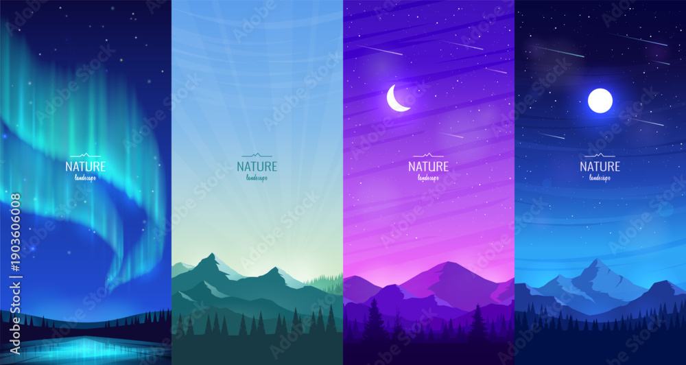 Φωτογραφία Set of 4 night landscapes