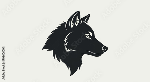 Stylized Silhouette of a Wolf Head Facing Right.