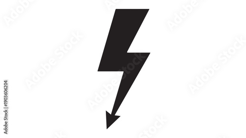 Black Lightning Bolt on White Background