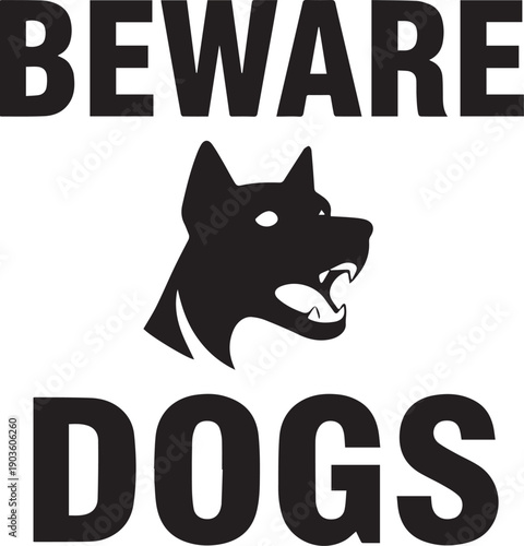 A warning sign depicting the silhouette of a snarling dog, cautioning visitors to beware of potential danger.
