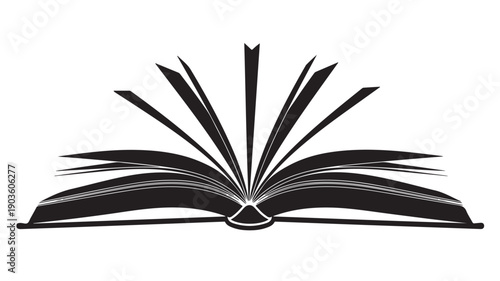 Open Book with Exploding Pages Isolated on White Background