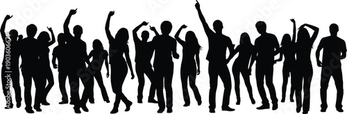 Silhouettes of people celebrating and having fun together