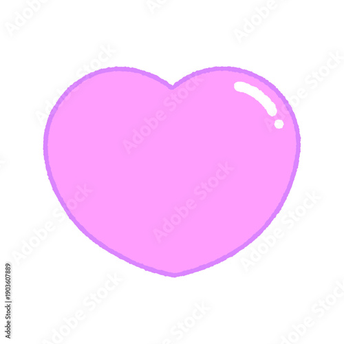 手描きのビビッドなピンクのハートのイラスト素材 - レトロポップなぷっくり感がかわいい装飾パーツ