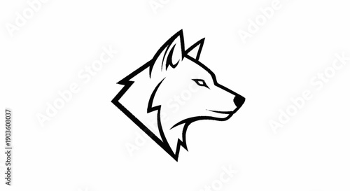 Stylized Wolf Head Profile Line Art Illustration.