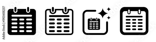 Black calendar icon representing events schedules planning and commemorative dates vector illustration