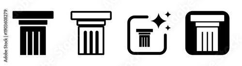Black pillar icon showcasing architectural column designs for structural support and load bearing construction vector illustration