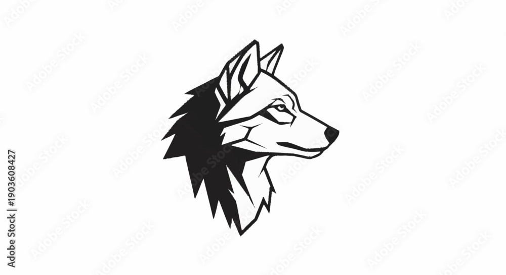 Obraz premium Stylized Wolf Head Profile Illustration.