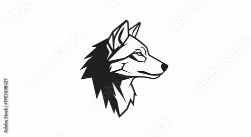 Stylized Wolf Head Profile Illustration.