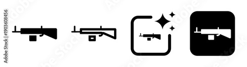 Army machine gun icon representing automatic weapons for tactical maps games and military interface design vector illustration