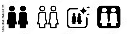 Black double female icon representing companionship empowerment and inclusive professional services vector illustration