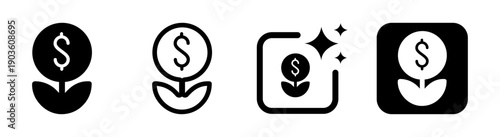 Dollar money flower icon representing financial growth investment success and prosperity vector illustration