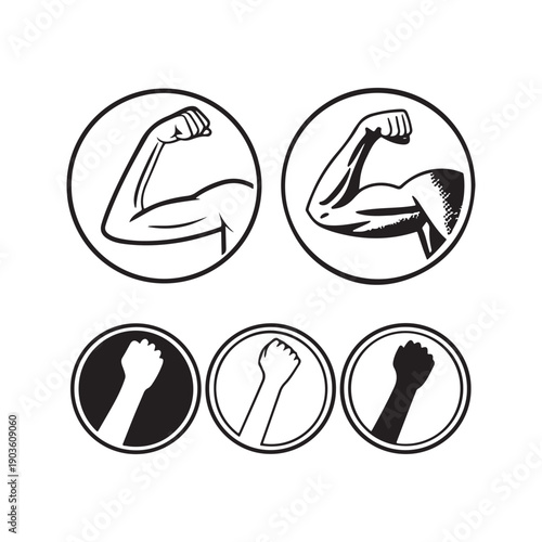 Strength and Power Bicep and Fist Icons