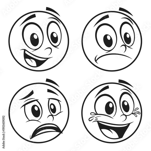 Four expressive faces showcasing a range of emotions and reactions