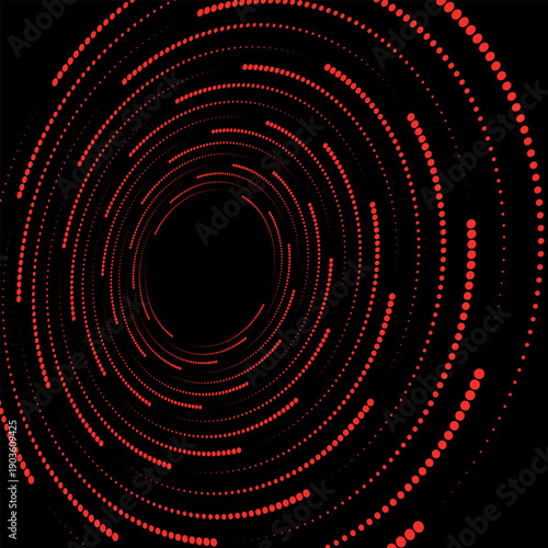 Sound wave rhythm lines spiral dynamic abstract vector background in circle dot shape