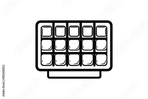 Black silhouette of keyboard or game controller with buttons isolated on white background technology