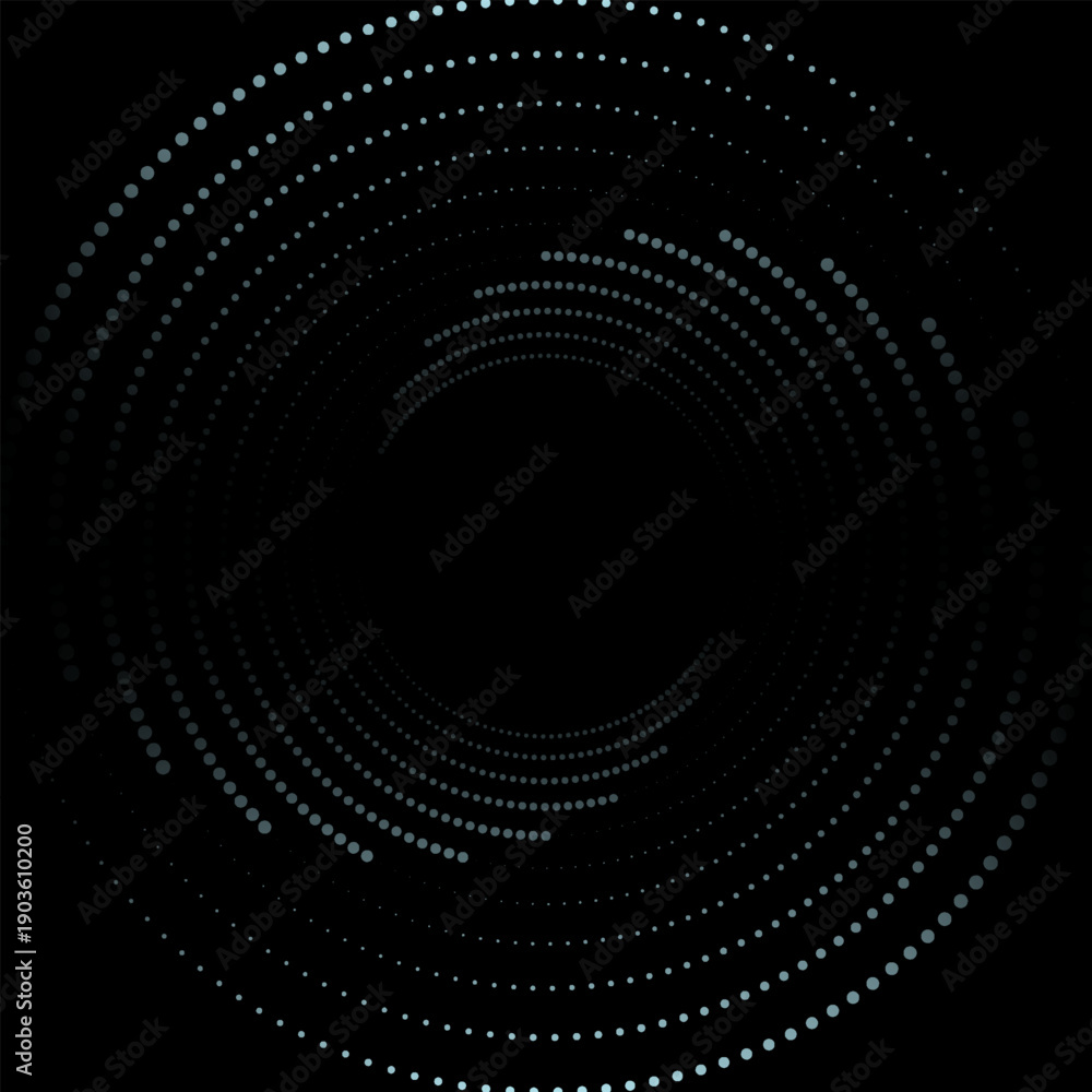 Fototapeta premium Sound wave rhythm lines spiral dynamic abstract vector background in circle dot shape