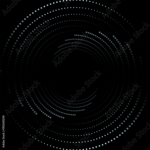Sound wave rhythm lines spiral dynamic abstract vector background in circle dot shape