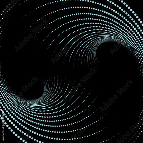 Sound wave rhythm lines spiral dynamic abstract vector background in circle dot shape