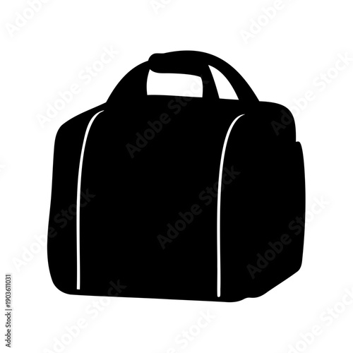 Isolated silhouette image of a duffel bag for sports or travel gear
