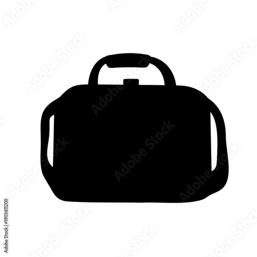 Stylized Black Silhouette of a Duffle Bag or Suitcase with Handle