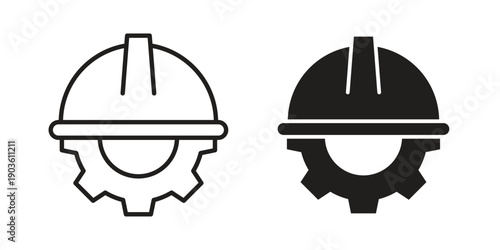Helmet and gear icon and symbol. Vector illustration.eps