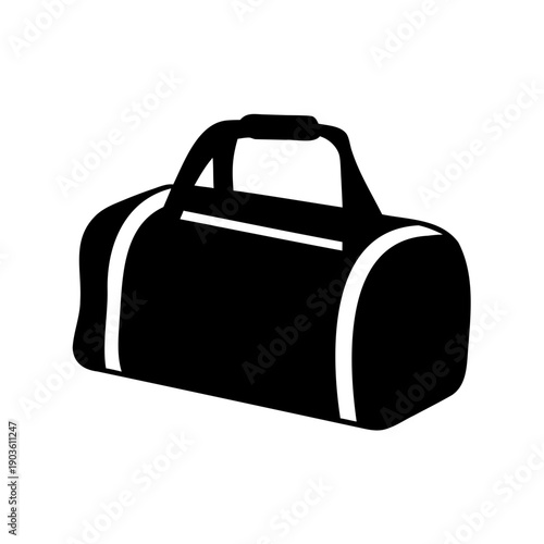 Stylish black and white duffel bag illustration for sports and travel