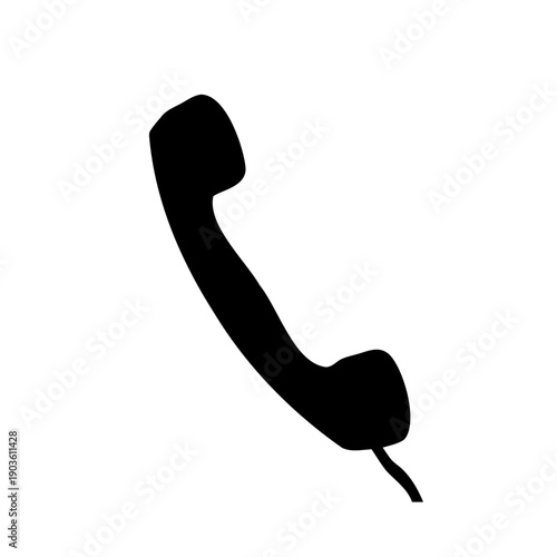 Black and white silhouette of old landline telephone receiver handset