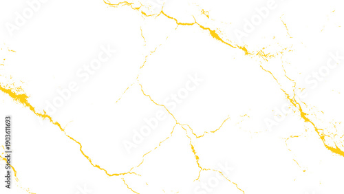Golden cracks on white background texture design element