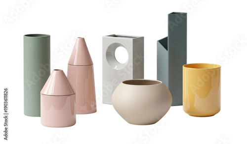 Modern minimalist vases realistic vector set for interior decor