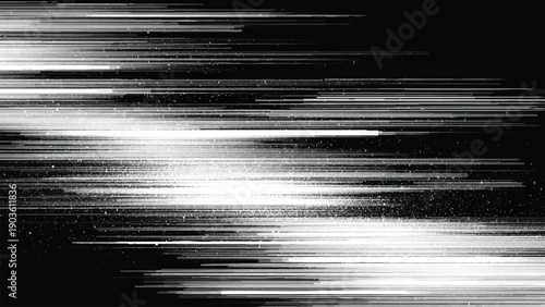 Glitchy white lines on black background screen effect