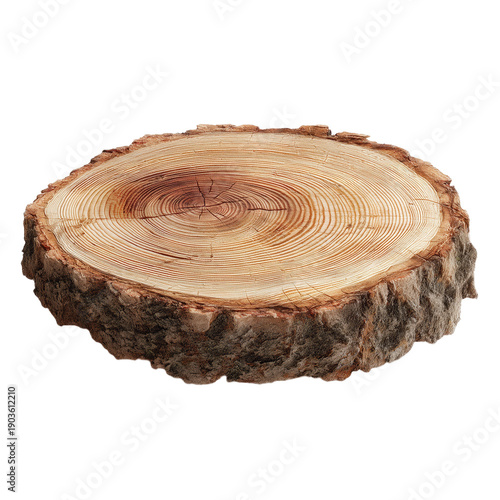 A beautifully textured wooden log slice showcasing intricate tree rings and natural wood grain, perfect for rustic decor.