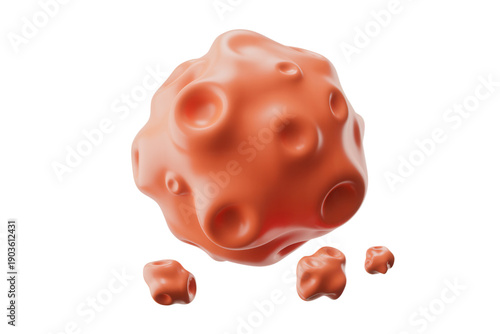 Vibrant orange virus cells floating in mid-air