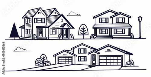 A charming collection of diverse house designs showcasing various architectural styles