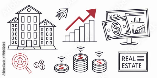 Illustration of real estate investment and property management concepts
