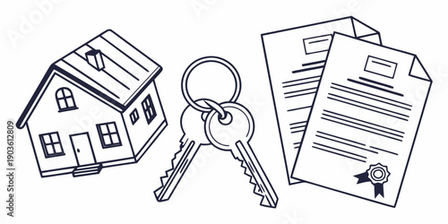 House keys and documents on a table, representing property ownership and legal paperwork.