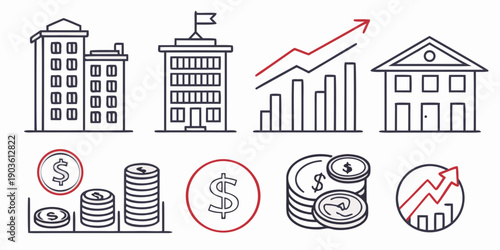 Illustrations of financial growth and investment opportunities in the real estate sector