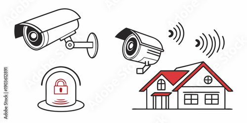 Home security system with cameras and wireless monitoring for safety and protection