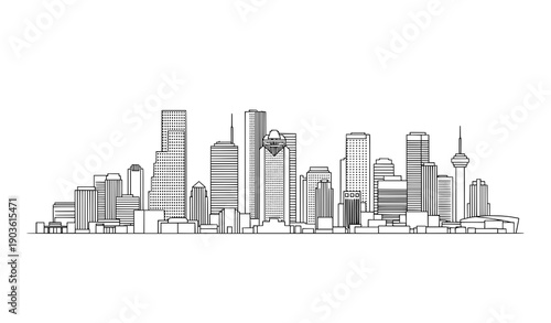 Minimal Houston downtown skyline outline vector design