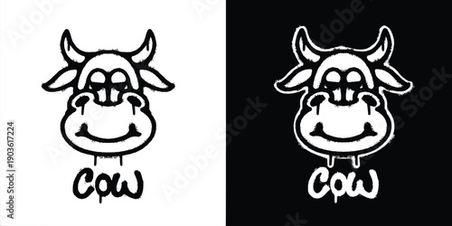 Graffiti cow logo vector design