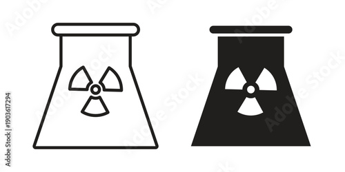 Nuclear power plant icon and symbol. Vector illustration.eps