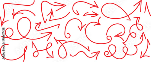 Hand drawn vector arrow. Squiggly arrows doodle set. Wavy loop lines. Black and white color. line bounce jump arrows vector illustration
