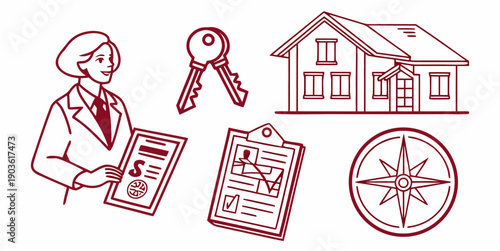 A person planning a home purchase with a compass and house key