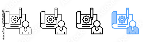 Client Blueprint Icon Different Style Outline Collection Set 