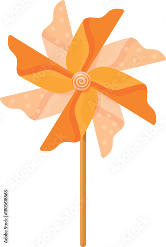 Paper pinwheel toy. Origami folded windmill icon