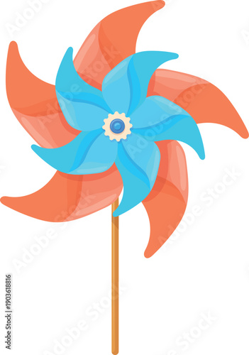 Paper spinner pinwheel toy. Cartoon fan icon