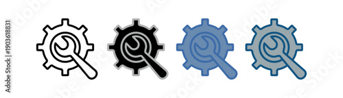 
repair icon set multiple style collection with gear and wrench designs